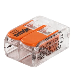 Samlemuffe 2x0,2-4 mm transparent med orange pal, serie 221