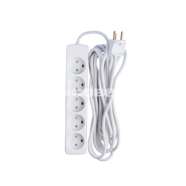 5-Stikdse M/J med 5 meter ledning hvid