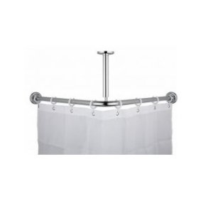 Vinkel badeforh�ngsstang 80 x 80, forkromet, komplet s�t - VVS