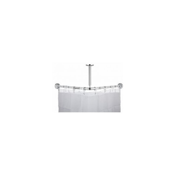 Vinkel badeforh�ngsstang 80 x 80, forkromet, komplet s�t - VVS