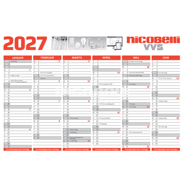 Kalender 2027 21x29cm GRATIS