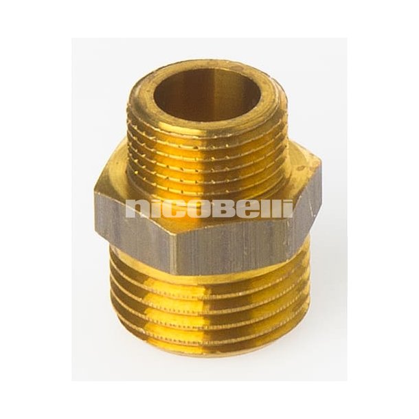 1/2" x 3/8" Brystnippel, messing afzinkningsfri