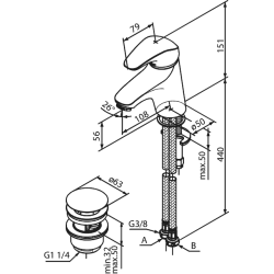 Damixa Space h�ndvaskbatteri m/ push up