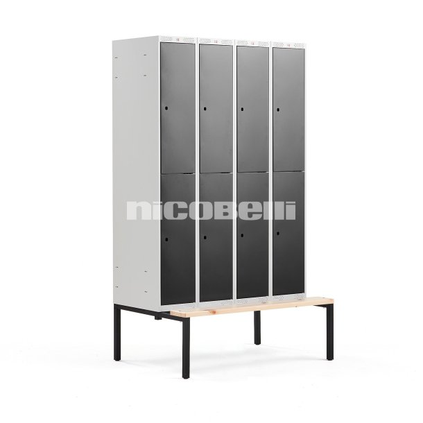 Smrumsskab Classic Bnkstel, 4 sektioner, 8 rum, 2120x1200x550 mm, sort
