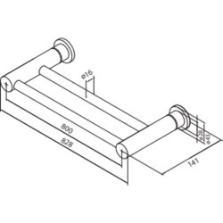 Damixa h�ndkl�destang dobbelt 800 mm krom
