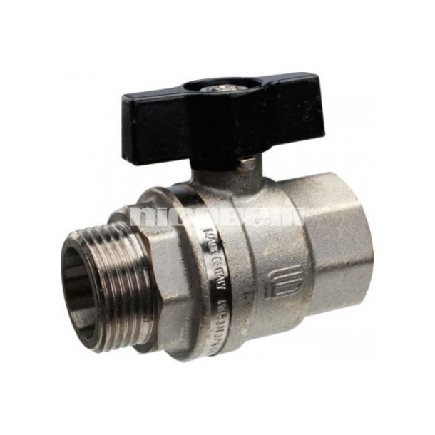 Mercury TEA 3/4" kugleventil. Muffe-nippel med T-greb