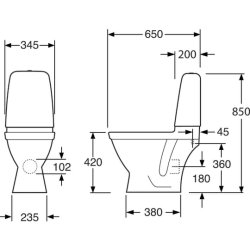 Gustavsberg 6500 Pacific toilet med P-l�s 2/4L