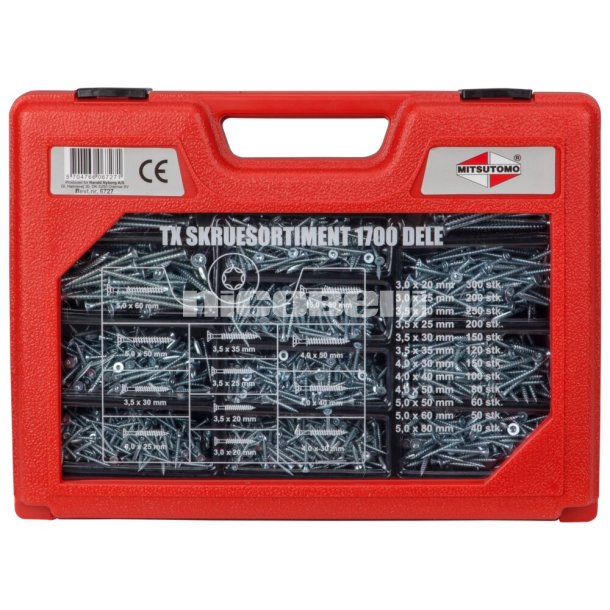 Torx skrue sortimentskasse 1700 dele