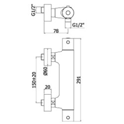 Light termostat-blandingsbatteri m. senior/handicapgreb