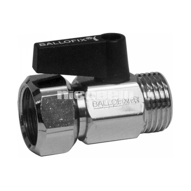 Kuglehane med greb 1/2" oml�ber nippel/muffe krom