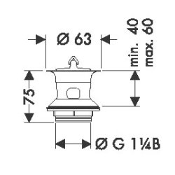 Bundventil 1 1/4" med prop til hndvask
