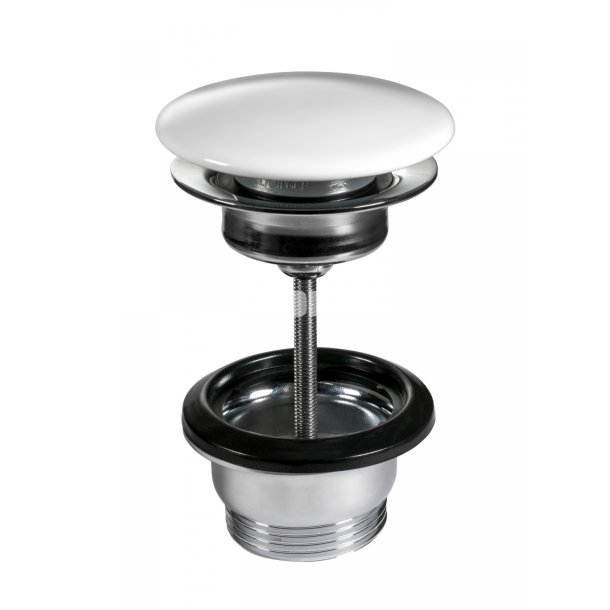 NICO click clack bundventil    1 1/4" universal m. porceln top hvid.