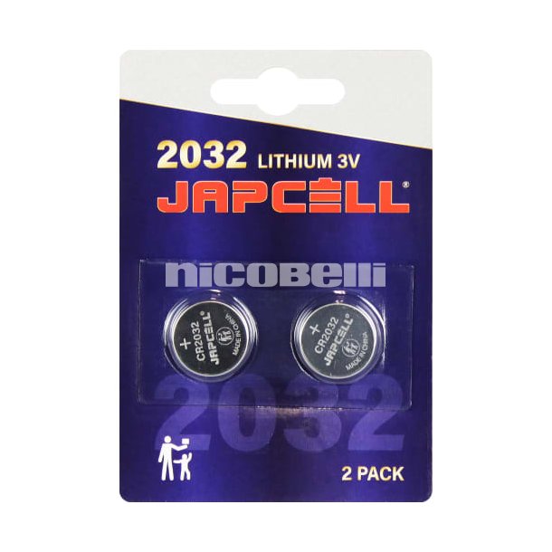 Japcell lithium CR2032 batteri, 2 stk.