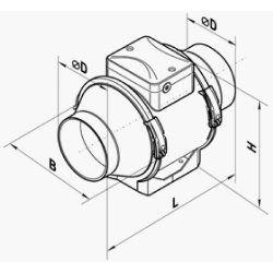 Duka Kanalventilator EL 125 TT, �125 mm, hvid