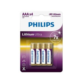 PHILIPS Ultra lithium batteri, AAA LR03, 4 stk.