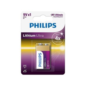  PHILIPS Ultra lithium batteri, 9V LR61, 1 stk.