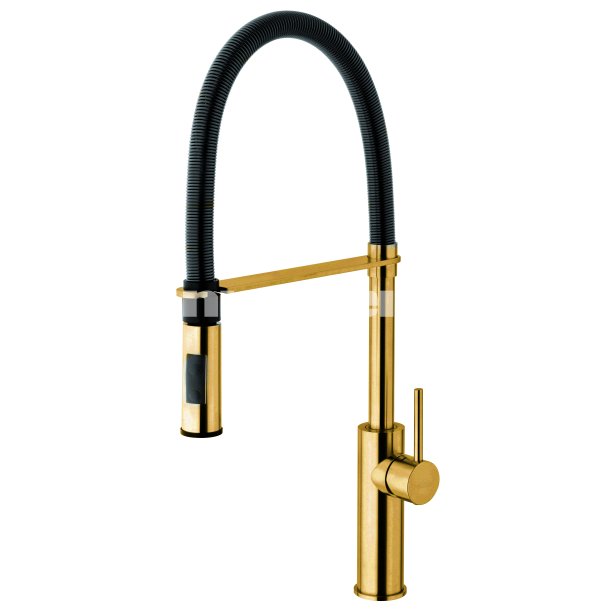 PAFFONI LIGHT KKKENARMATUR MED SORT FJEDER-SLANGE BRSTET MESSING