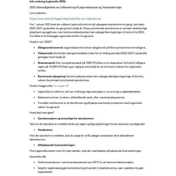 2025 Legionella info og bekendtgrelse