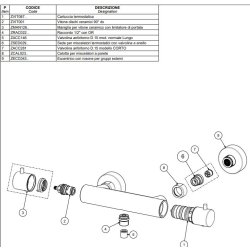 Light termostat-blandingsbatteri flex-omlber med 3/4 studs ned