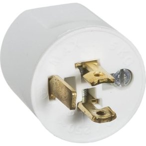 Lampestikprop 2-leder med jord, hvid