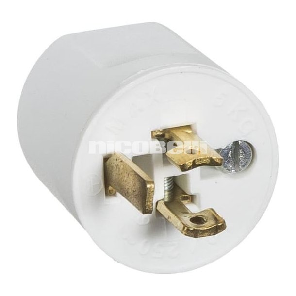 Lampestikprop 2-leder med jord, hvid