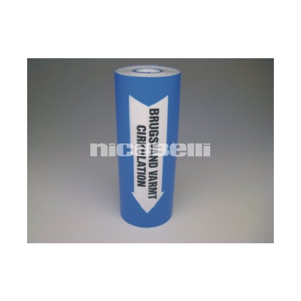 Brugsvand - varmt cirkulation, rrmrkningstape 80 mm x 10 meter
