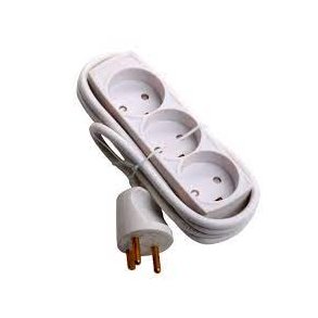  3-Stikdse M/J med 1,5 meter ledning hvid