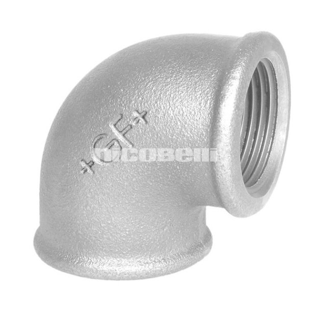 Galv. vinkel 90 Muffe/muffe i  1/2" og 3/4"