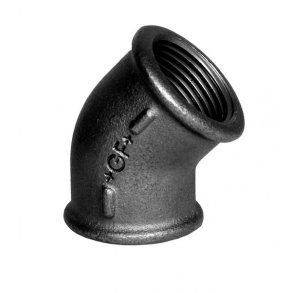 Sort vinkel 45° Muffe/muffe i  1/2