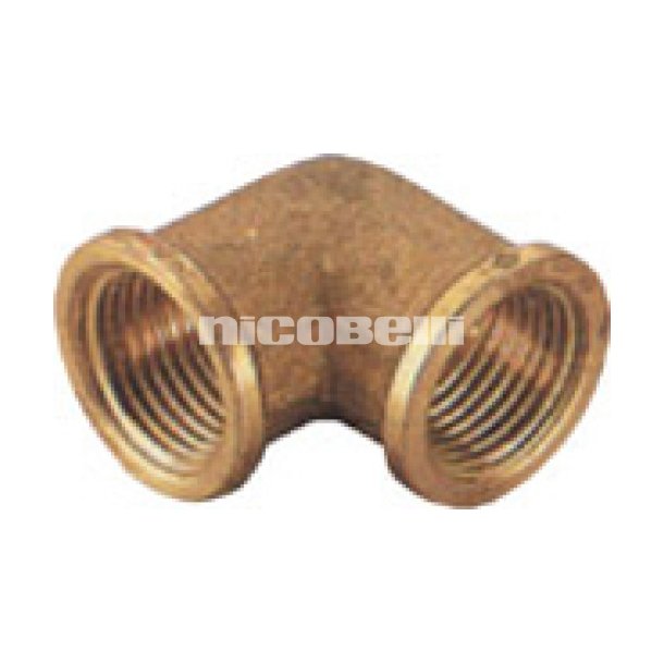 Messing Vinkel 90&deg; Muffe/muffe