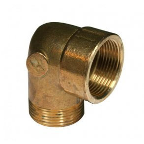 Messing Vinkel 90° Muffe/nippel i  1/2