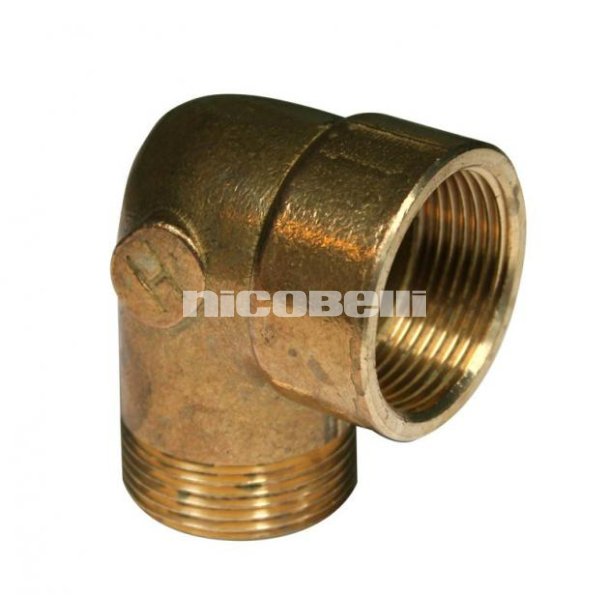 Messing Vinkel 90&deg; Muffe/nippel i  1/2" og 3/4"