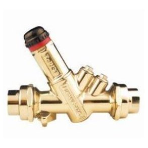 T-Just Messing Ventil, med unioner og indbygget afsprring DN 15/20/25