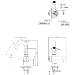New Stick DUO hndvaskarmatur med indbygget omskifter for brusefunktion med U-tud lav model