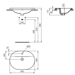 Ideal standard Connect H�ndvask 620x460x175